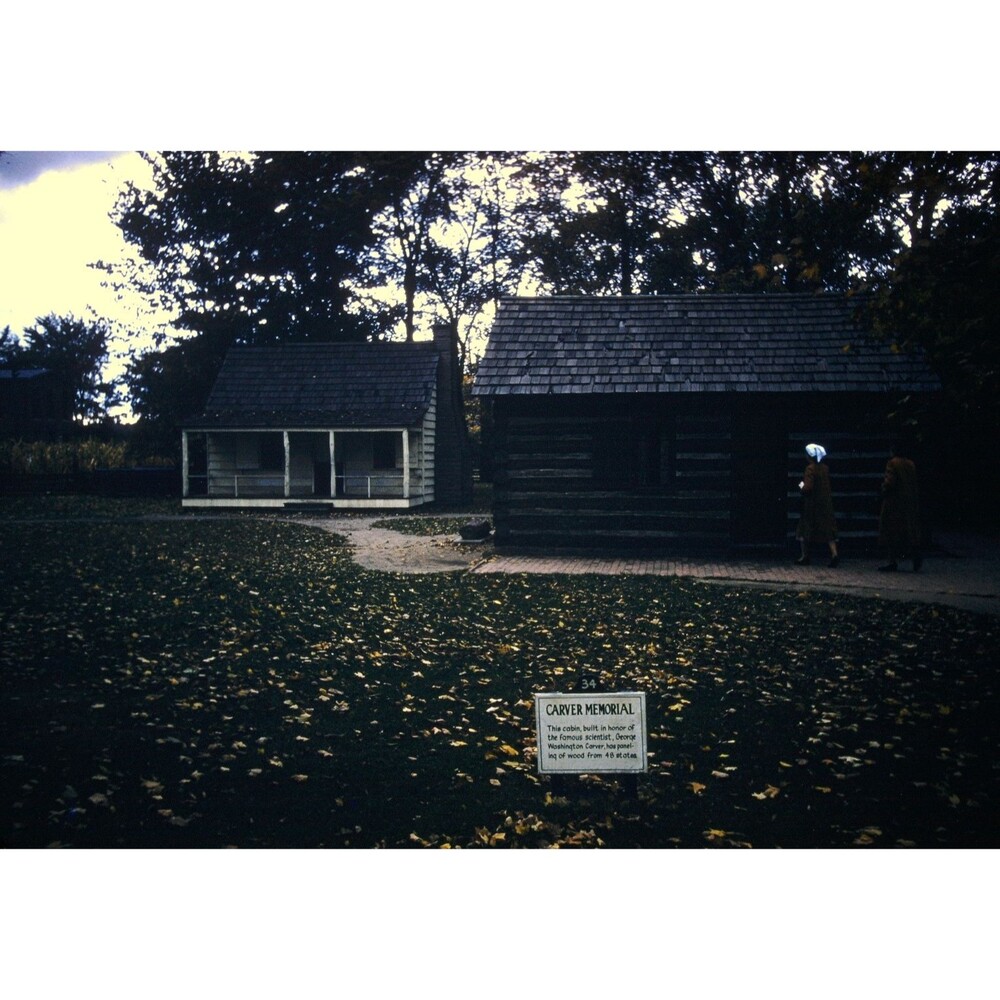 Kodak Slide 1940s Red Border Kodachrome George Washington Carver Cabin, Michigan